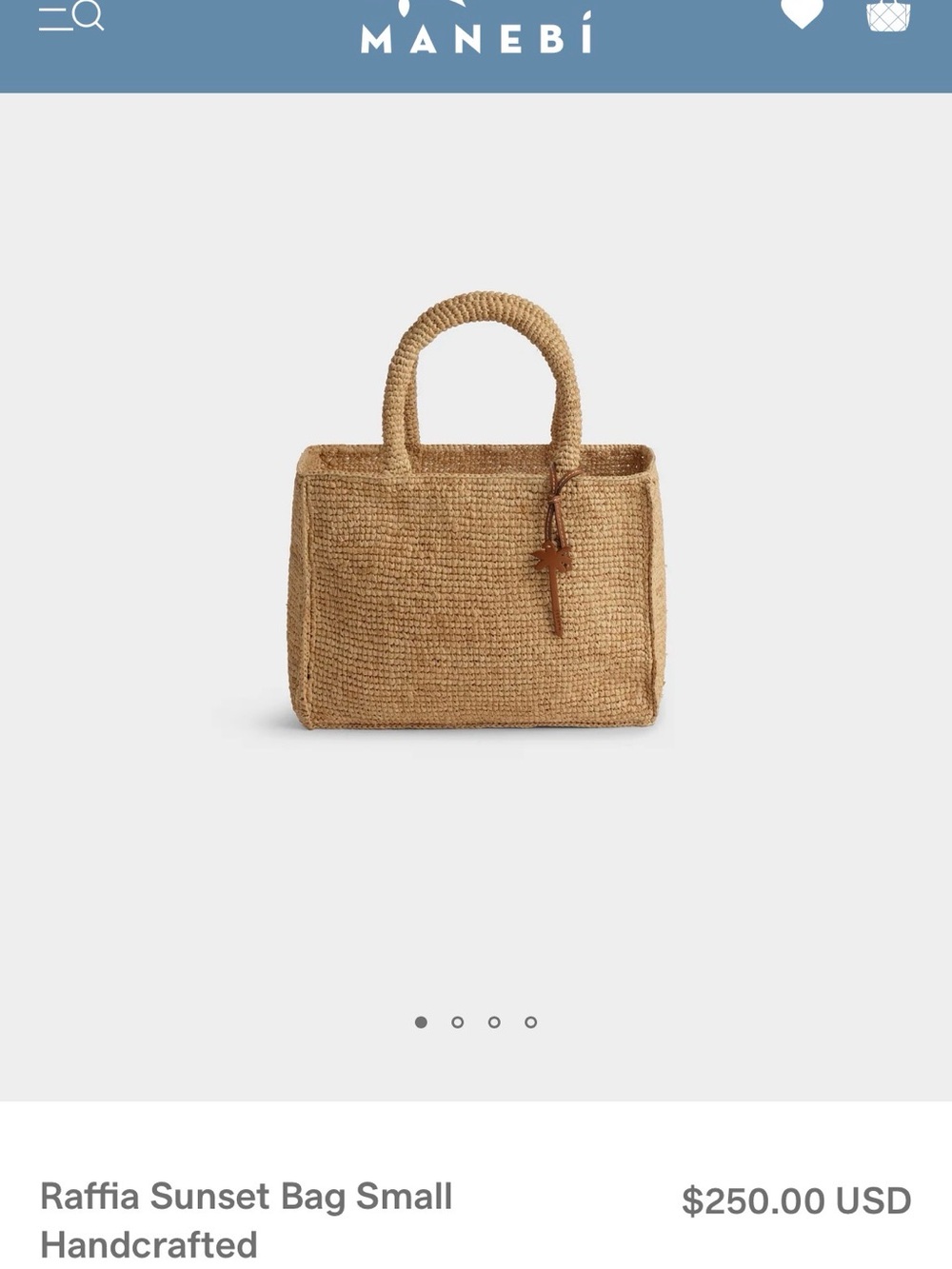 Manebi Raffia Sunset Small Tote in Natural Tan